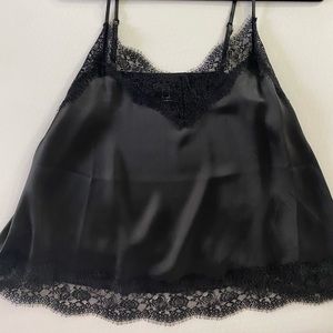 Lace trim satin shirt